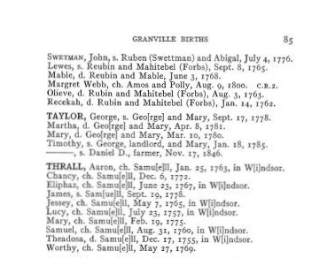 Granville Births p 85, Thrall
